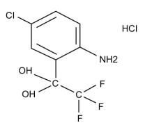 Molecular structure of 4-Chloro-2-(trifluoroacetyl)aniline hydrochloride (E-2)